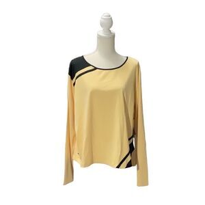 Tamela Mann Long Sleeve Soft Yellow Contrast Athleisure Stretch Top 22/24 NWT